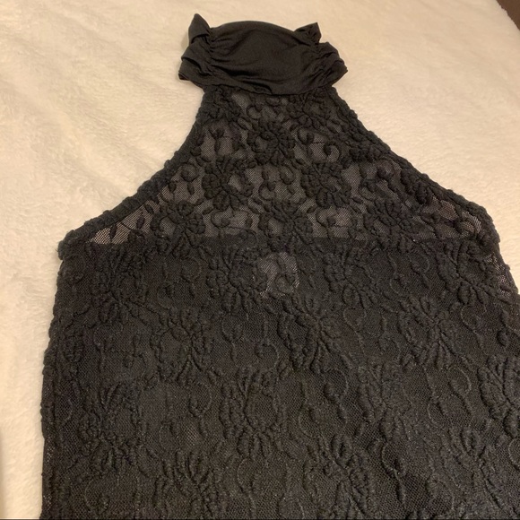 Halter Neck Open Back Transparent Lace Top - Picture 15 of 15